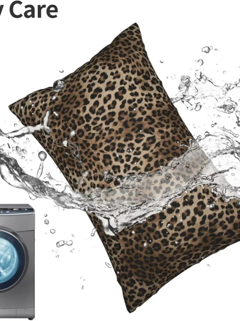 Bold Faux Brown Leopard Print Linen Throw Pillow Covers, 12X20 Inch, Set of 2